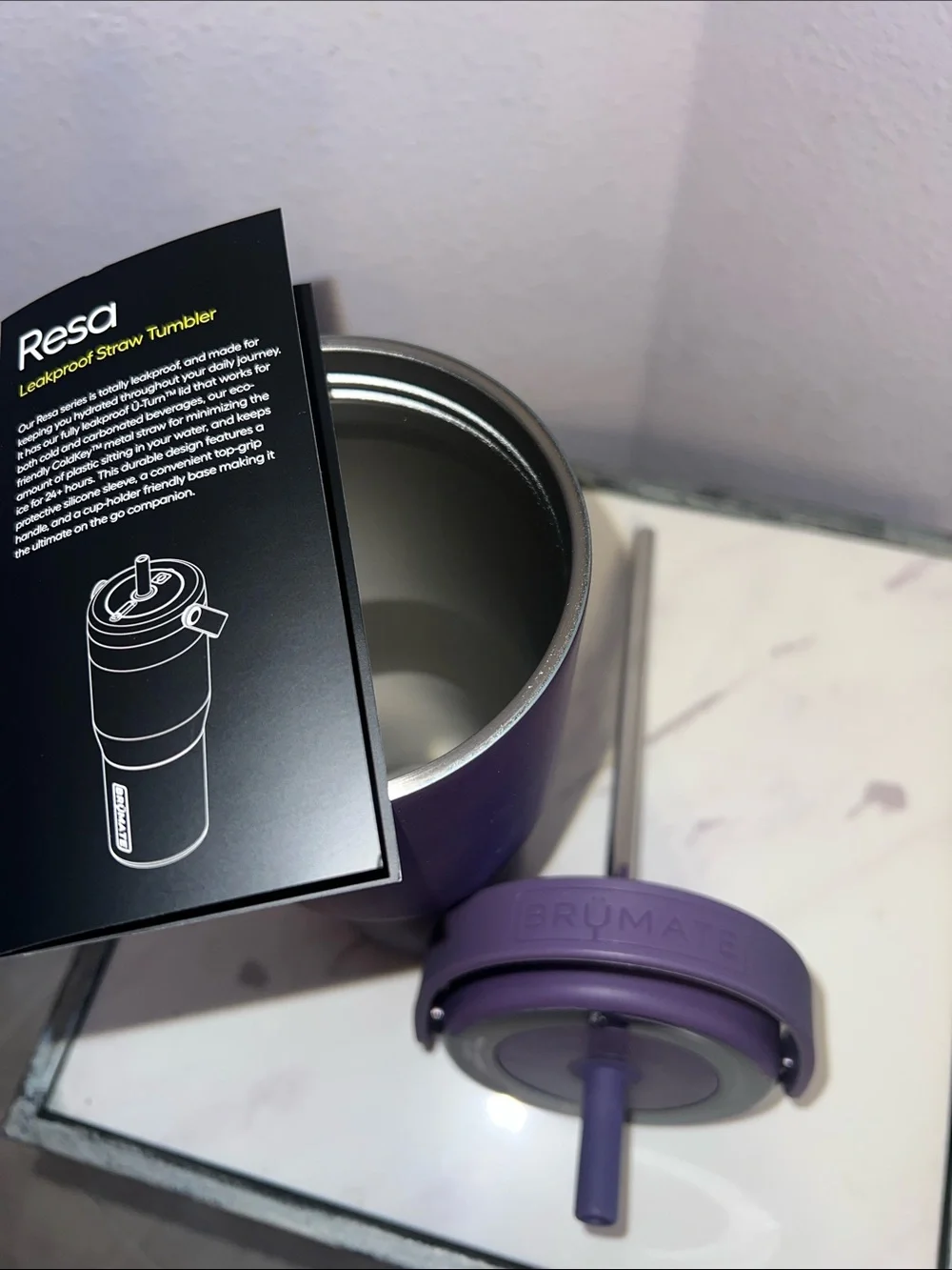 BRUMATE RESA Dark Aura Iridescent Purple Travel Tumbler 35 Oz 100% Leakproof